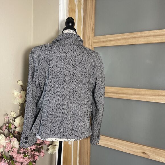 Relativity Womens Jacket Size L Black White Fitted Button Up Spring Fall Coat - Picture 6 of 7